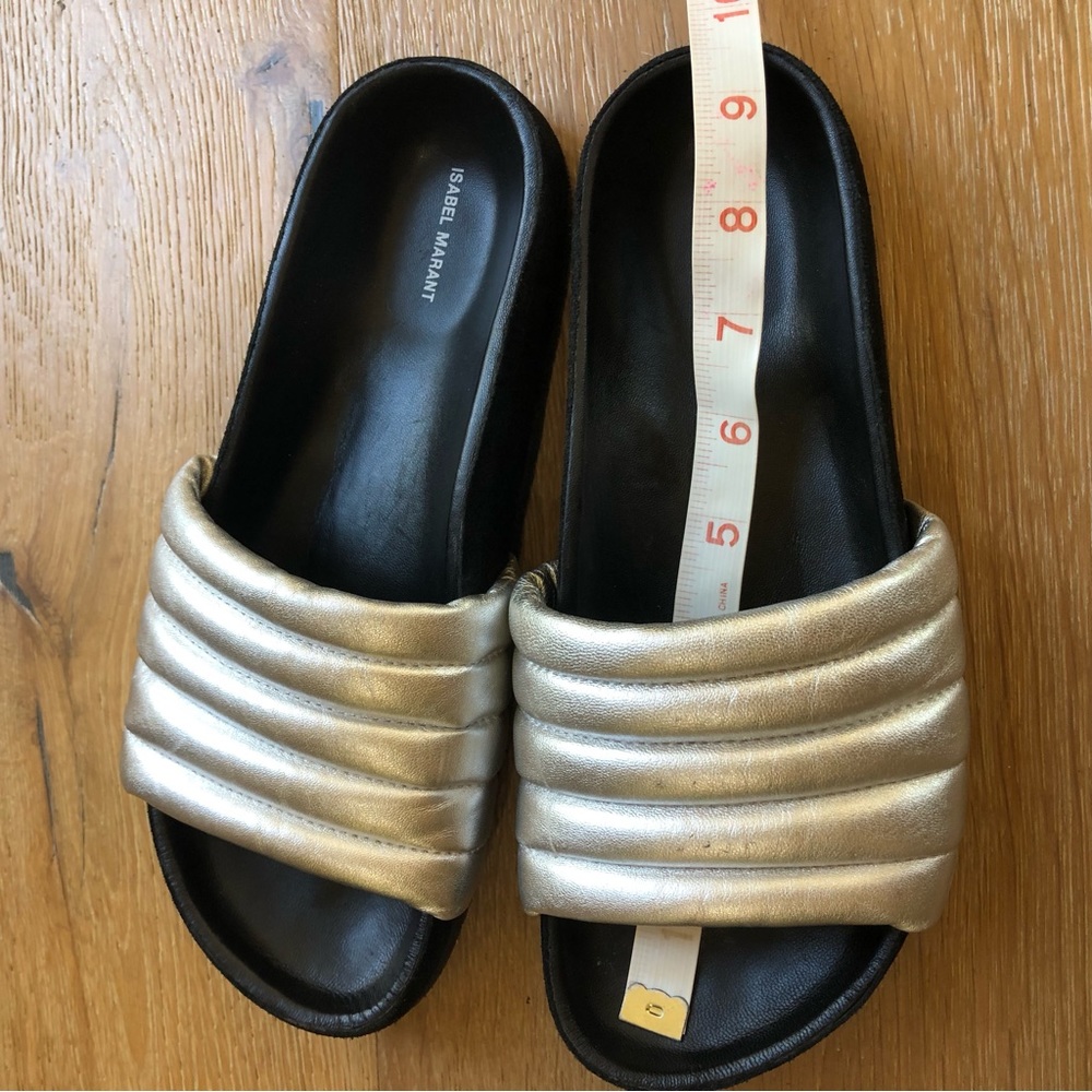 Isabel Marant Helea Silver slides sandals size 6.5-7 - Picture 6 of 11